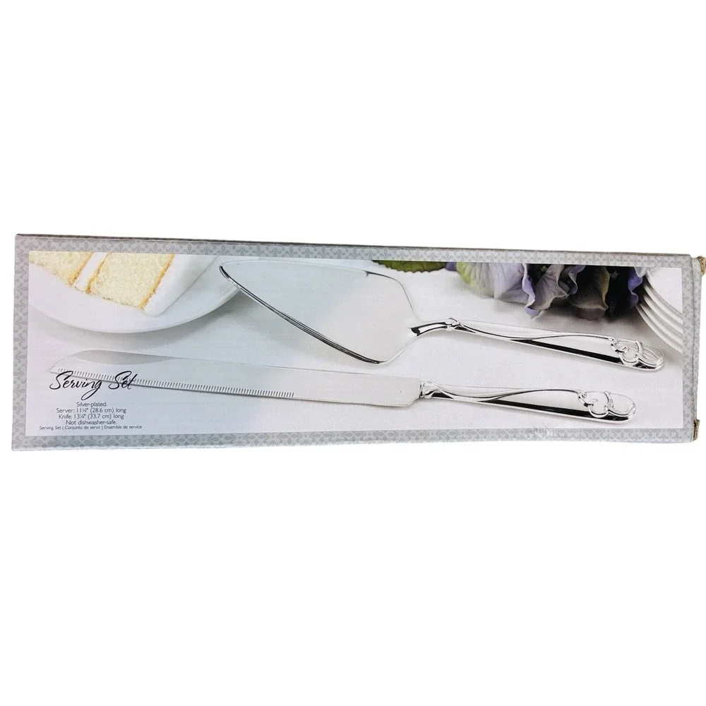 Silver Plated Wedding Cake Serving Set‎ Graceful Heart Hortense Hewitt